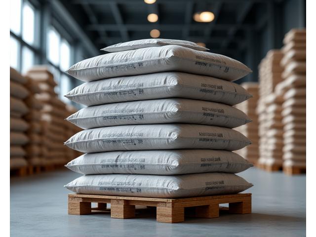 Gestapelte Zementsäcke auf einer Palette